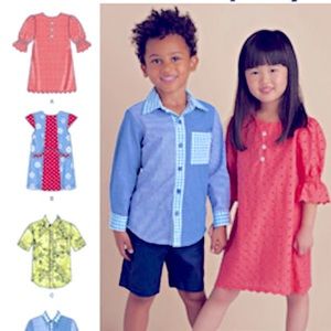 SIMPLICITY PATTERN CHILDREN’S DRESSES & SHIRT SIZE A (3 4 5 6 7 8)